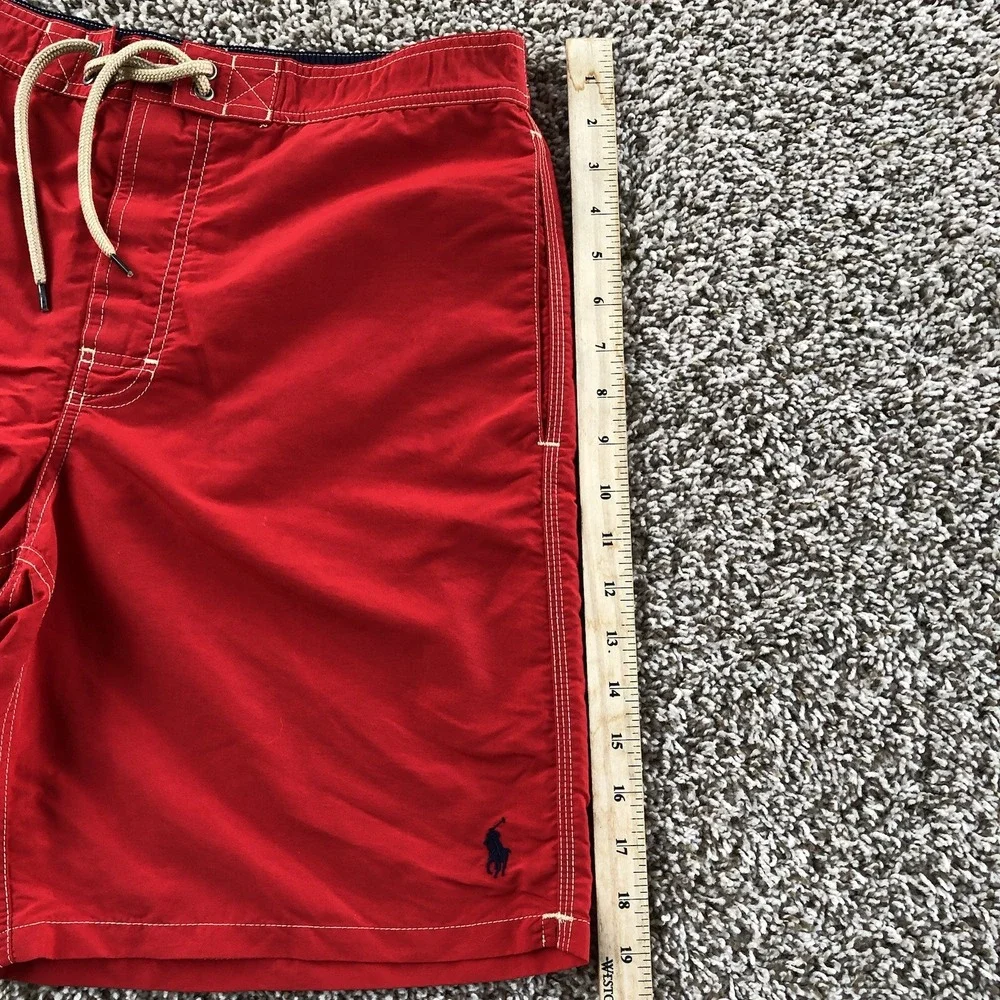 Polo Ralph Lauren Swim Trunks Mens Medium Red Board Lined Pockets Beach Resort